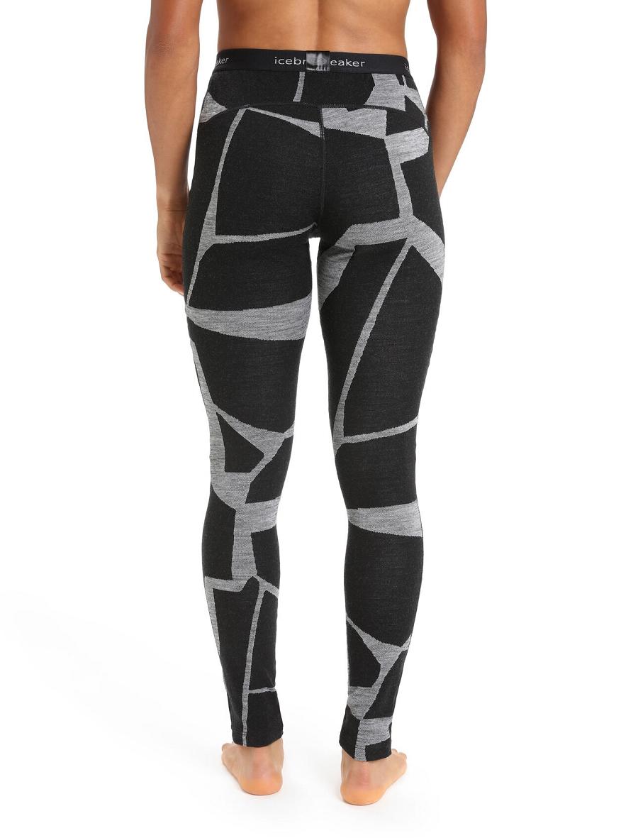 Base Layers Icebreaker Merino 250 Vertex Thermal Leggings Fractured Landscapes Damskie Czarne | PL 1068FDNM